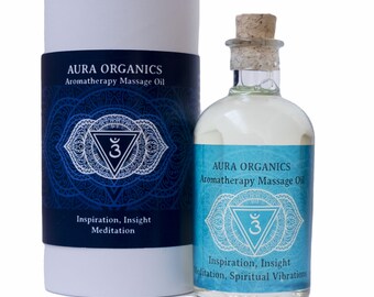 Huile de massage aromathérapie – Mélange de chakras du troisième œil Cadeau biologique par Aura Organics