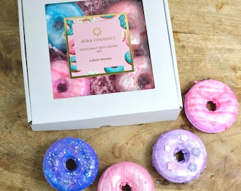 Doughnut Bath Bomb Gift Set: Vegan Organic Scents, Handmade in England