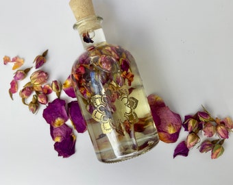 Aromatherapy Mini Stress Relief Bath Oil Organic Rose & Geranium Oils – Relaxing, Handmade, Vegan, Natural Skincare Gift by Aura Organics