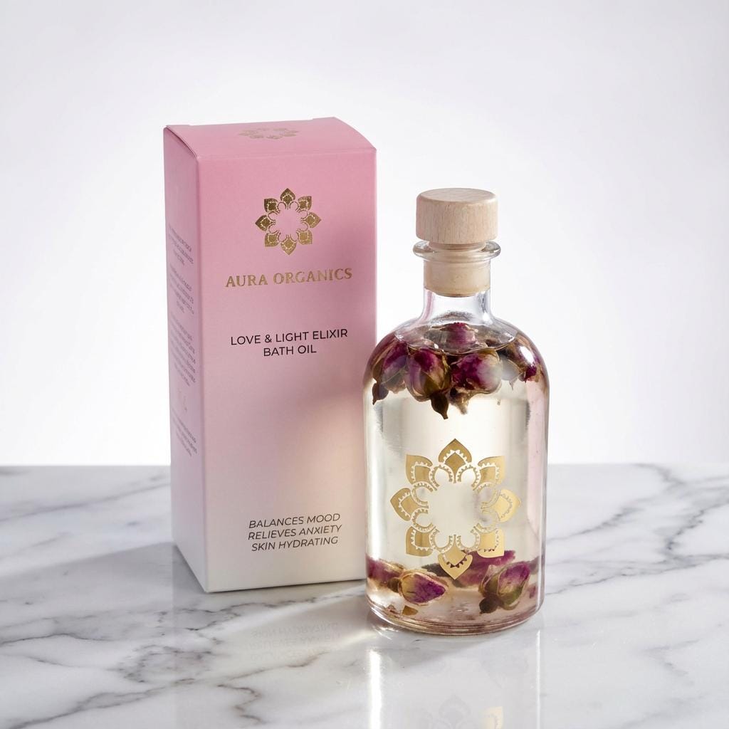 Organic Rose & Geranium Bath Oil - Aromatherapy Stress Relief