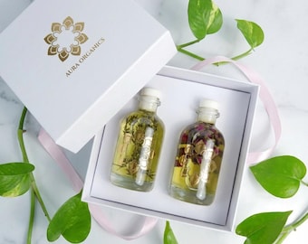 Aromatherapy Bath Oil Set – Lavender Chamomile & Rose Geranium, Vegan