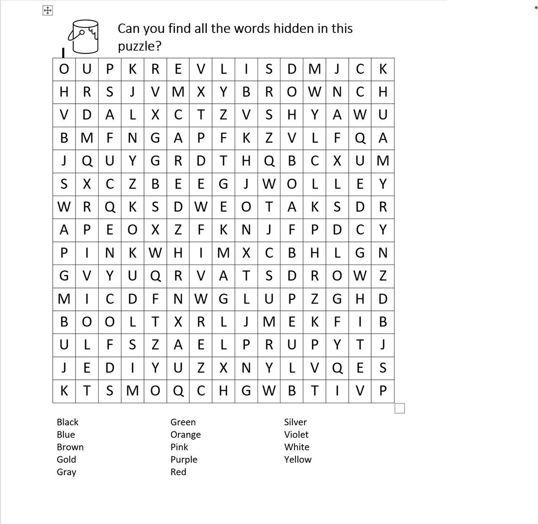 Color Cross Word Color Cross Word - Etsy