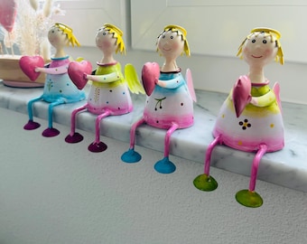 Angel shelf sitter Lena, handmade from metal, new model!, unique piece, pastel colors