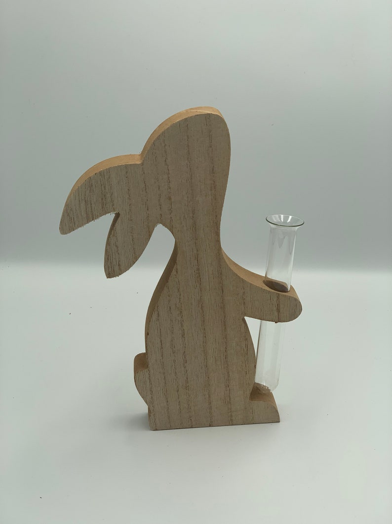 Letzte Bestände, Holzhase mit Vase / Reagenzglas Bild 3