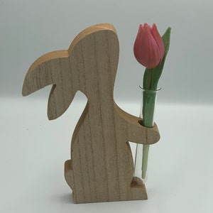 Letzte Bestände, Holzhase mit Vase / Reagenzglas Bild 1