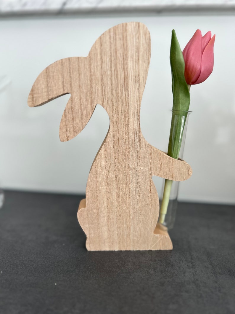 Letzte Bestände, Holzhase mit Vase / Reagenzglas Bild 5