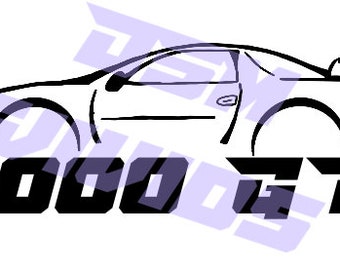 May include: Black and white line art illustration of a car with the text "3000 GT" below it.