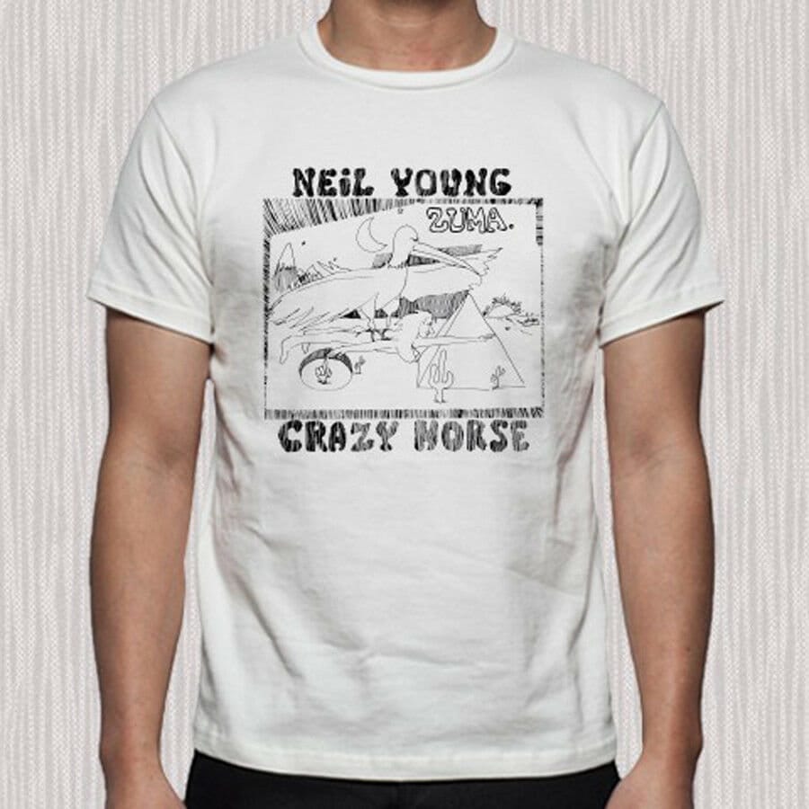 Top InPe Neil Young Crazy222 Horse Zuma22 Music Legend231 Mens White T Shirt Reprint  NEw