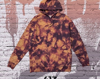 Acid Washed Pullover Hoodie | French Terry | Purple | Tie Dye | Sweatshirt | Acid Wash | Fall Season | Bleached | Size 2X Large