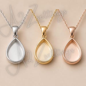 925 sterlingsilver droppformad bezel-hänge, päroninfattning i harts, gör-det-själv-minnessmyckestillverkning tomt