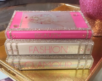 Glam Book Stack (Set of 3). Custom Coffee Table Decor. Pink, Holographic  Silver & White Books, Bling Decor, Glam Decor. Makeup Room Decor