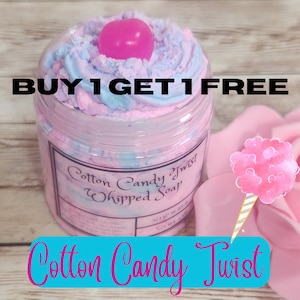 Cotton Candy Twist Fluffy Shea Butter Whipped Soap and Shaving Cream. Foaming Body Whip. Handmade Whipped Soap & Body Frosting.