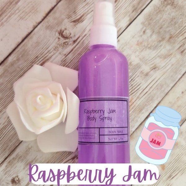 Raspberry Jam Moisturizing Body & Hair Spray. 4 oz Handmade Alcohol Free Hair and Body Mist