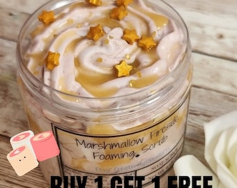 Marshmallow Fireside BBW Type Whipped Foaming Sugar Scrub. Exfoliating Body Wash & Scrub. All Natural Shea Butter Whipped Soap/Shaving Cream