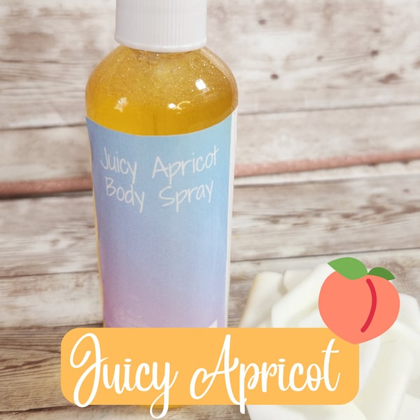 Juicy Apricot Moisturizing Body & Hair Spray. 4 oz Handmade Alcohol Free Hair and Body Mist.  Room Freshener