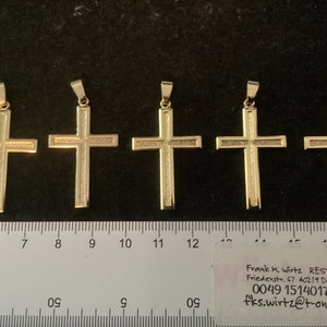 Mixed lot of 5 gold-colored crosses as pendants approx. 3 x 2 cm eyelet and loop