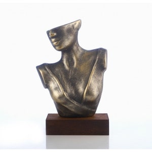 Handmade Ceramic, Woman Statue, With Wooden Base ,Woman Sculpture, Unique Christmas Gift
