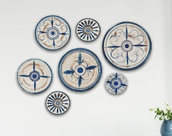Decorative, Handmade Ceramic, Blue Wall Plates ,Wall Decor ,Wall Art, Wall Hanging, Unique Christmas Gift