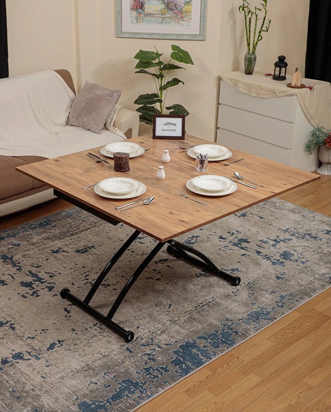 Pine Covered, Smart Convertible Table With Outward Facing Legs ...