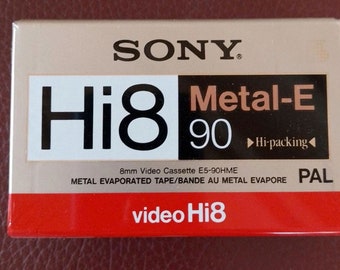 Sony Hi8 metal E cassette for hi8 camcorders,PAL/SECAM, 90 minutes, new sealed video cassette