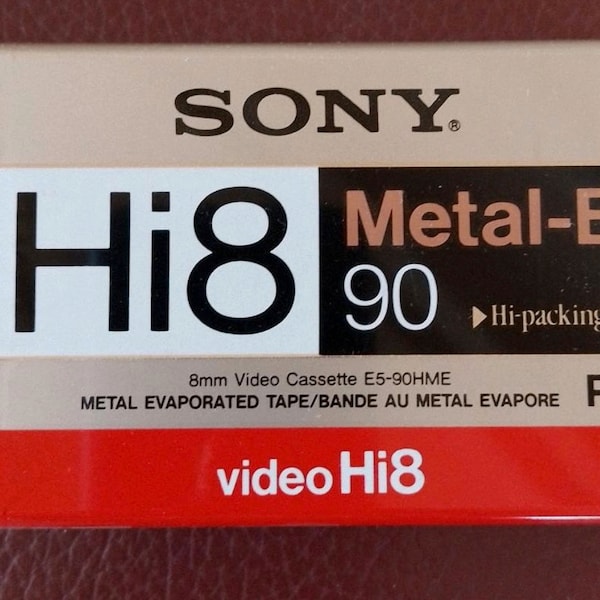 Sony Hi8 metal E cassette for hi8 camcorders,PAL/SECAM, 90 minutes, new sealed video cassette