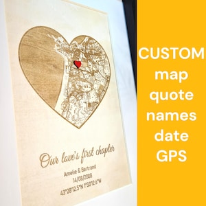 Customizable love encounter art map - Unique Personalized Gift for girlfriend and wife - Anniversary gift idea for valentine's day