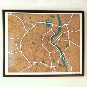 3D Wooden map of Bordeaux in France - 3D City map wall art, personalized gift - Customizable for parents anniversary gift for christmas