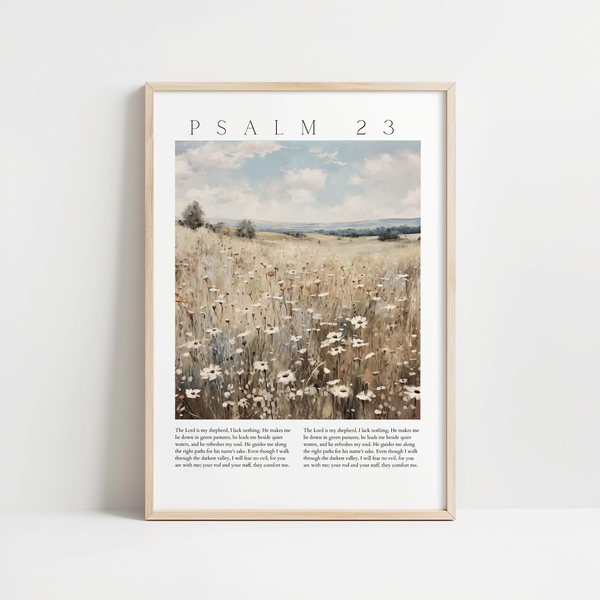 Psalm 23 Wall Art – Christian Landscape Printable, Vintage Bible Verse ...
