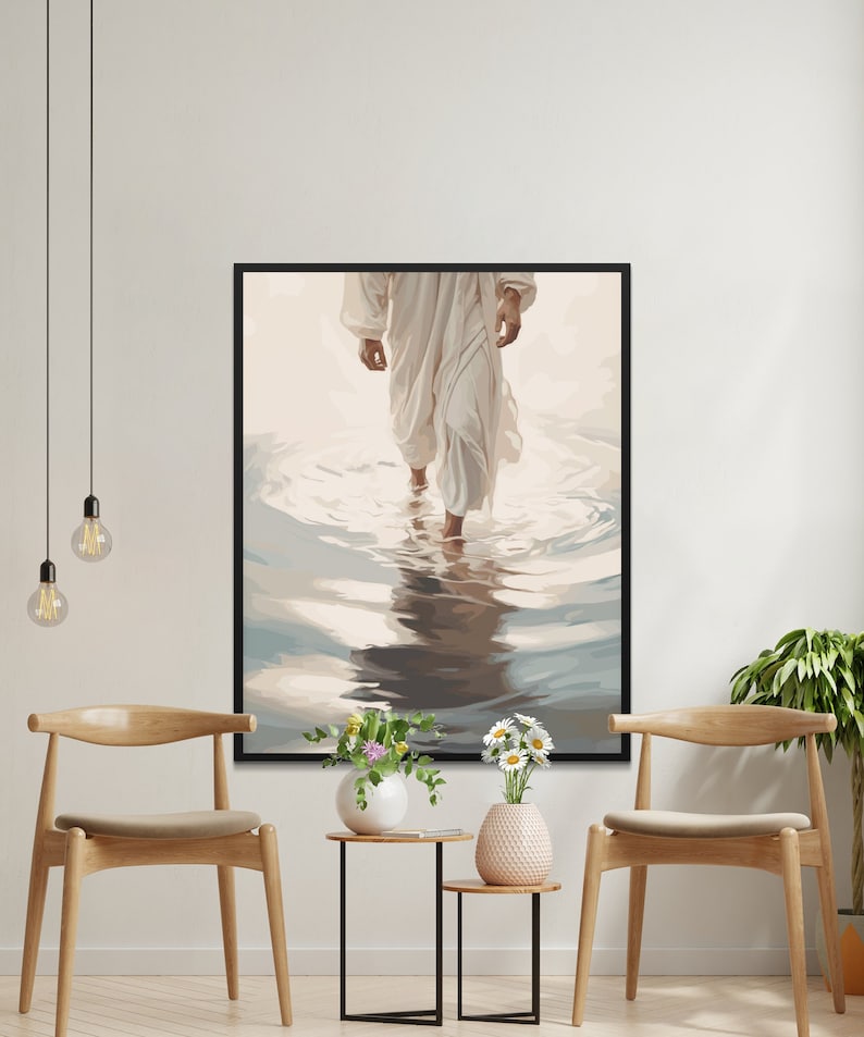 Jesus Walking on Water, Christian Art Decor, Jesus Poster, Bible Poster, Printed & Shipped