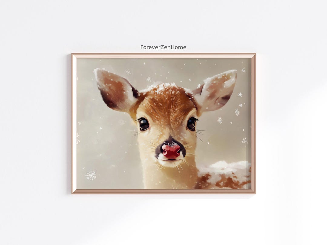Deer Wall Art Vintage Christmas Printable Art Winter Seasonal Home ...