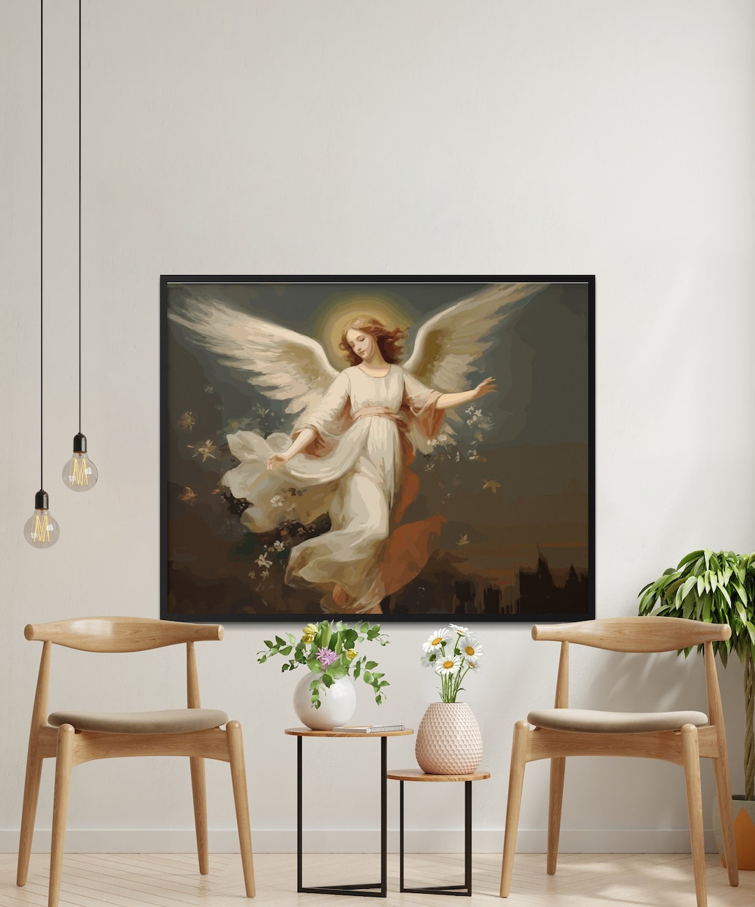 Vintage Guardian Angel Print, Printable Wall Art, Religious Painting ...