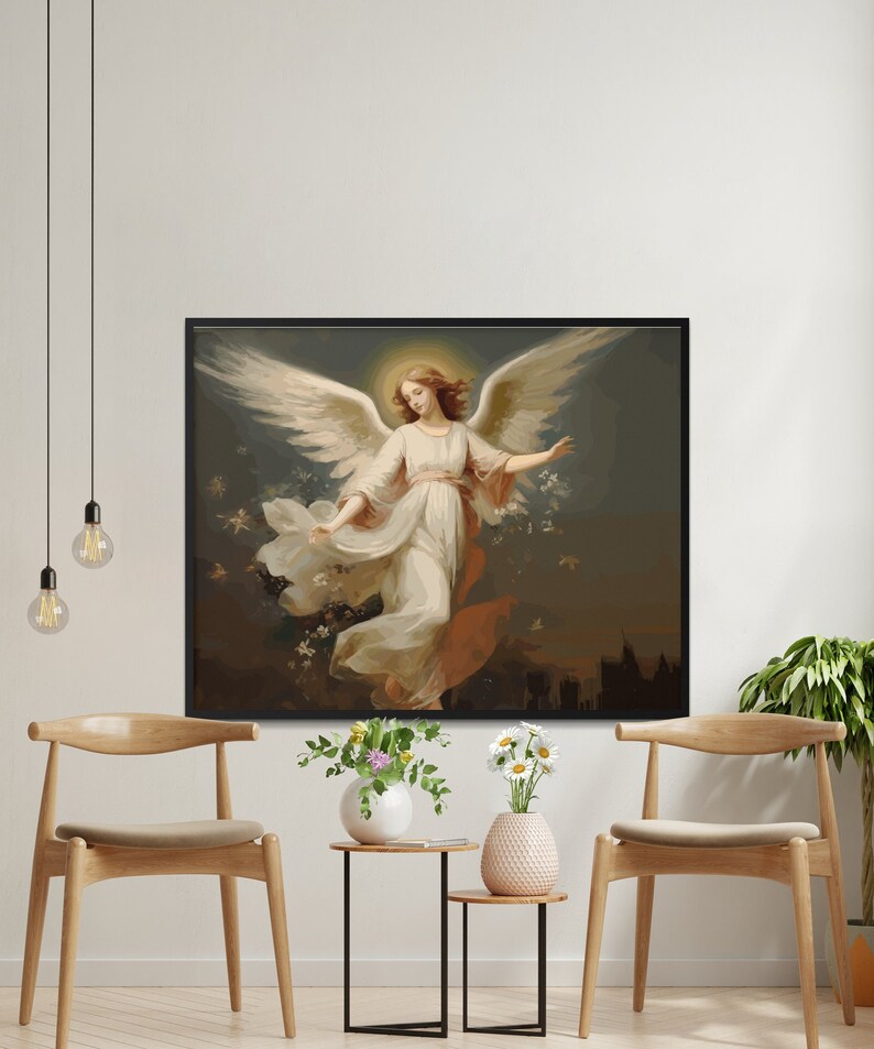 Vintage Guardian Angel Print, Printable Wall Art, Religious Painting