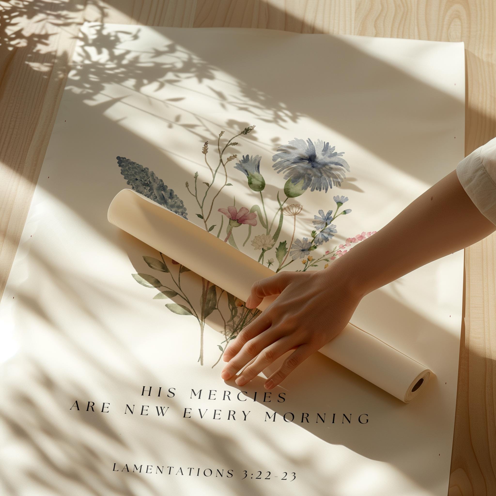Lamentations 3:22 23 Floral Bible Verse Wall Art, Minimal Scripture ...
