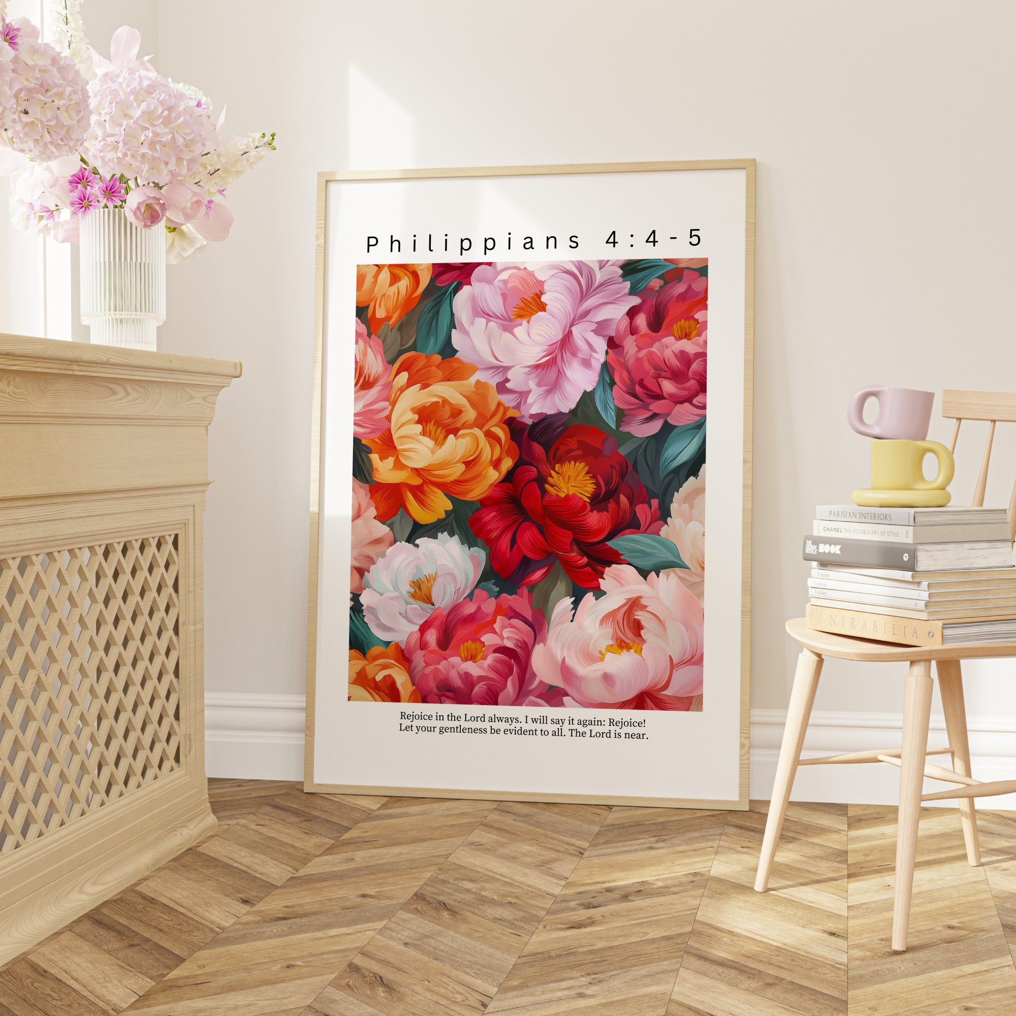 Colorful Flowers Christian Wall Art Set of 3, Floral Scriptural Bible ...