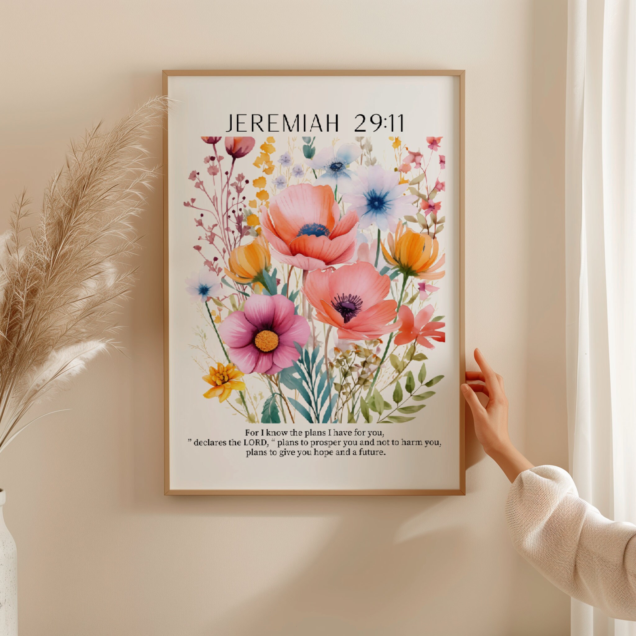 Set of 3 Floral Scripture Art Bible Verse Wall Art Psalm Floral Set ...