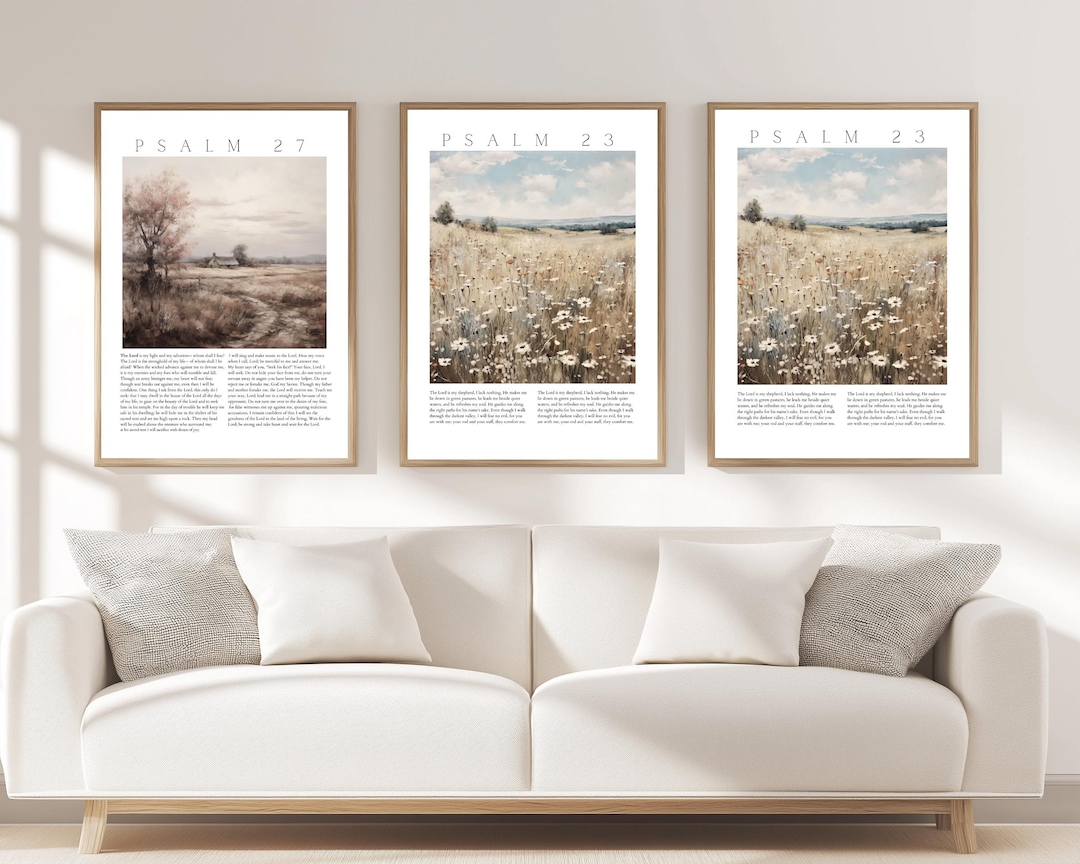 Set of 3 Wildflower Scripture Prints, Vintage Bible Verse Wall Art ...