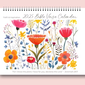 2025 Bible Verse Wall Calendar, Inspirational Floral Scripture Organizer, Christian Calendar, Religious Planner, Monthly Inspiration Planner