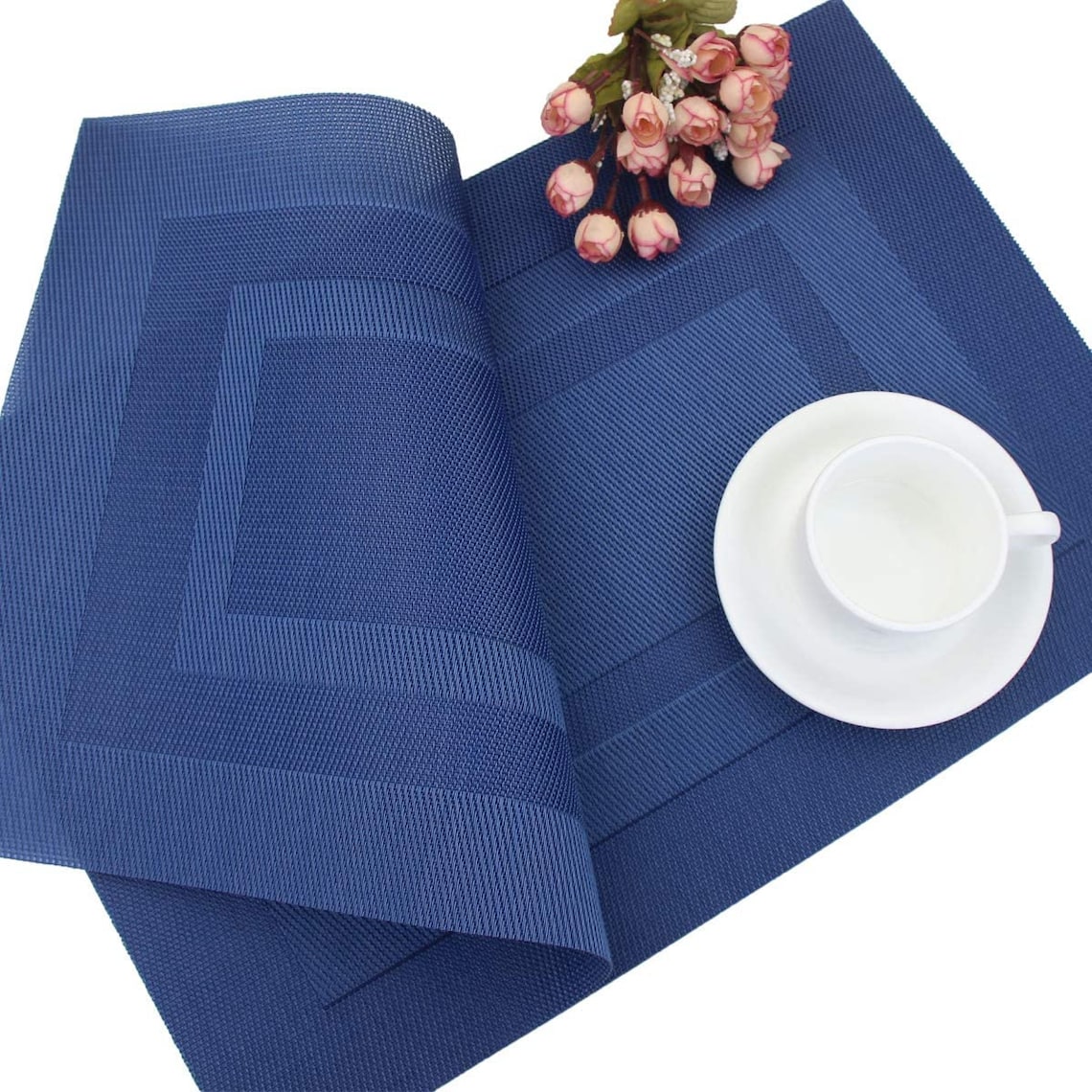 4 Pieces 18x12 Inch Navy Blue Placemats Washable Vinyl Woven Etsy