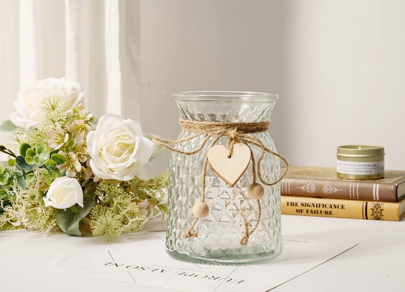 White Fake Flowers With Vase Silk Roses Artificial Flowers in Etsy