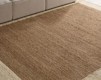 Handwoven Hemp Rug Dhurrie, Natural Jute Hemp Hand Braided Rug, Hemp Jute Rug, Jute Bed Side Rug, Jute Area Runner, Traditional, Natural