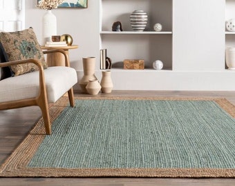 Hand Braided Natural jute Rug, Square Carpet, Rectangle Rug, jute area rug, Oriental rug, Braided carpet, Bohemian rug , Runner rug
