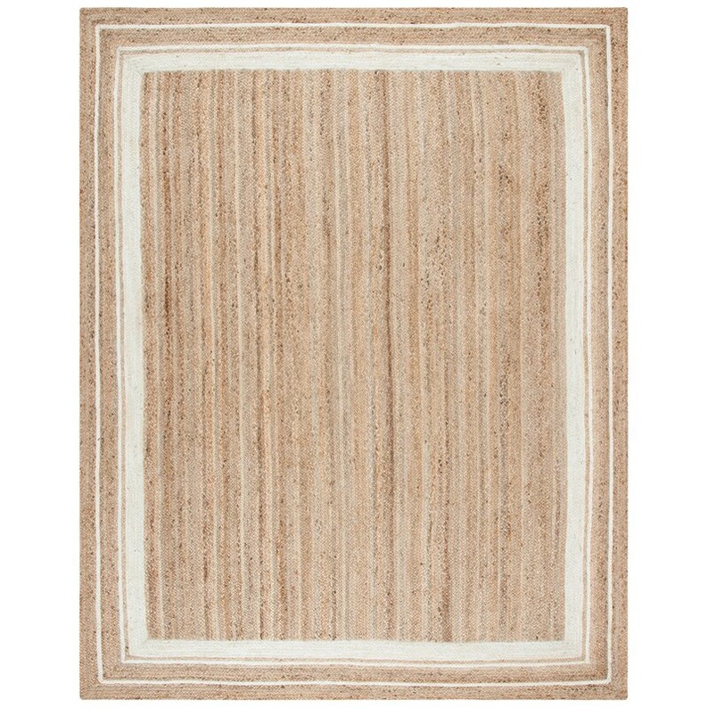 White bordered jute rug Handmade Natural jute Rug, Square Carpet, Rectangle Rug, jute area rug, Braided carpet,Bohemian rug ,jute Runner rug