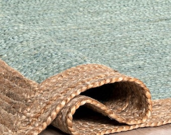 Hand Braided Natural jute Rug, Square Carpet, Rectangle Rug, jute area rug, Oriental rug, Braided carpet, Bohemian rug , Runner rug