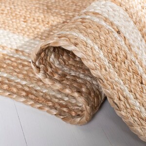 White bordered jute rug Handmade Natural jute Rug, Square Carpet, Rectangle Rug, jute area rug, Braided carpet,Bohemian rug ,jute Runner rug