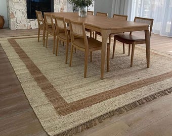 8X10,9X12FT white and natural hemp jute rugs-Extra large jute rugs jute rugs , checkerboard jute rug, large area . hemp rug for hallway rug