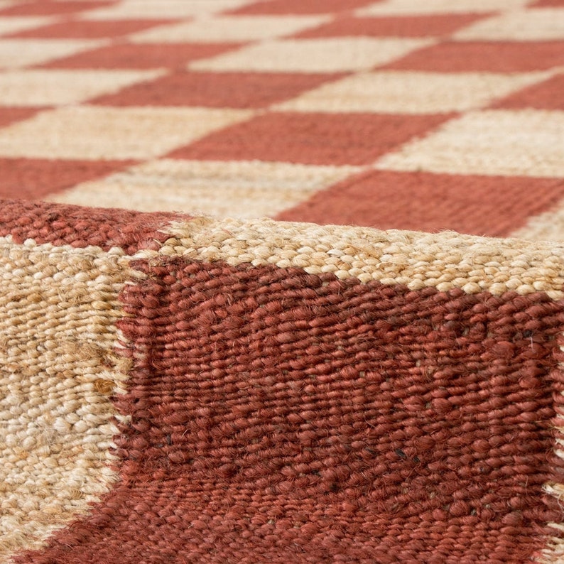 Handmade Red and Natural Hemp Jute Rungsextra Large Jute Rugs Red Jute