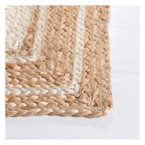 White bordered jute rug Handmade Natural jute Rug, Square Carpet, Rectangle Rug, jute area rug, Braided carpet,Bohemian rug ,jute Runner rug