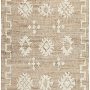 9x12 10x14 Jute Rug Ivory Flower Natural Jute High Quality Hand Woven Premium Quality Boho Style Rug Moroccan Nordic Rug Bohemian Decor Rug