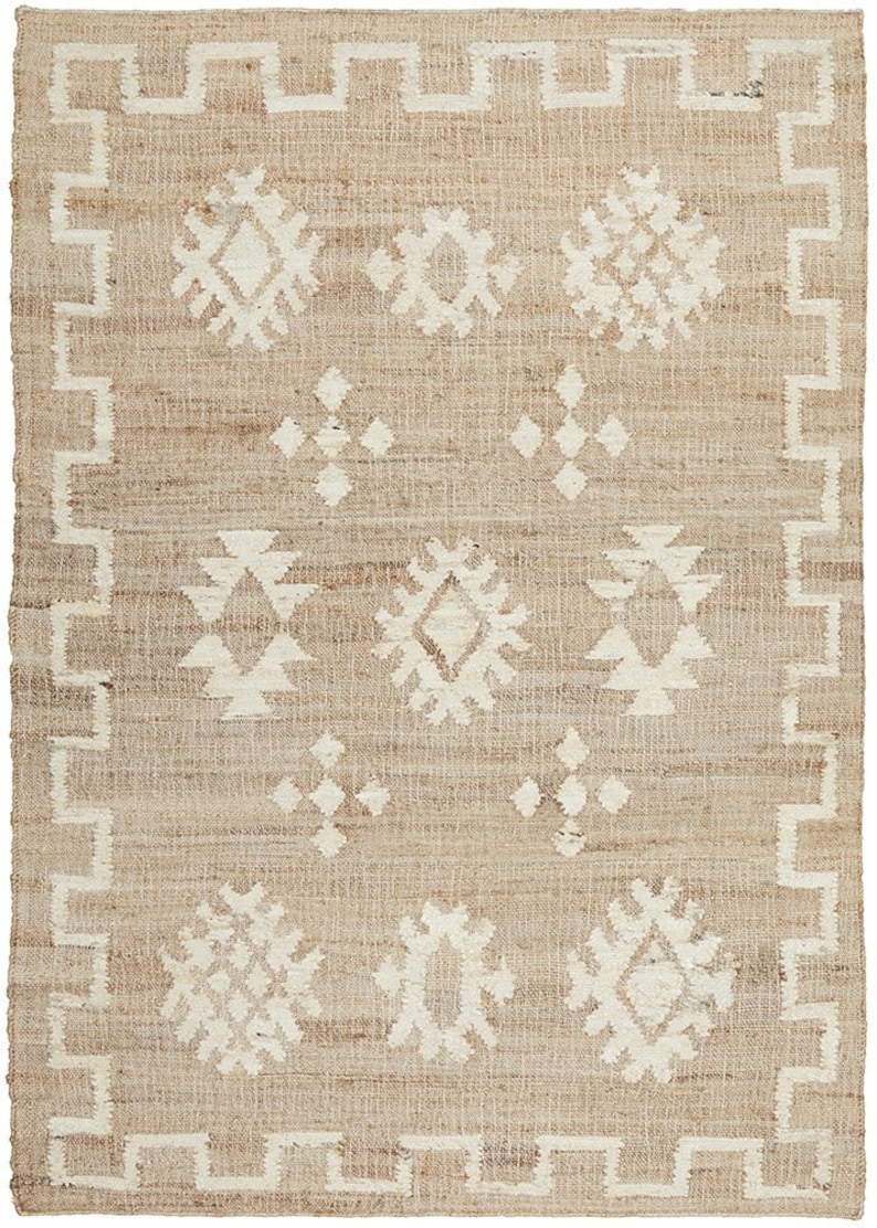 9x12 10x14 Jute Rug Ivory Flower Natural Jute High Quality Hand Woven Premium Quality Boho Style Rug Moroccan Nordic Rug Bohemian Decor Rug