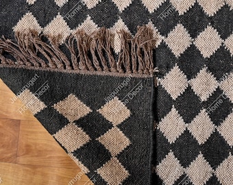 Indian Kilim rug, Handwoven Wool Jute kilim Rug, Bohemain indian Jute Rug, Southwestern Nordic Kilim Rug, Rustic Jute Rug, Custom Size Rug